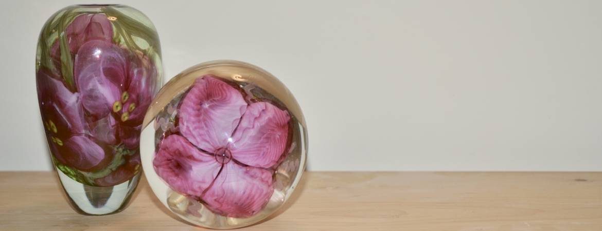 Flower Paperweight and Flower vase by Siddy Langley